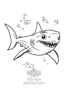 Shark coloring page for girls, free to print