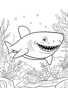 Free printable Shark coloring page for kids