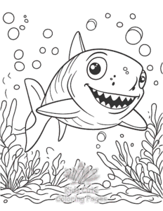 Shark coloring page for girls, free to print