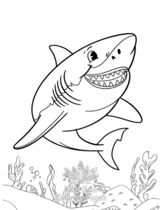 Shark coloring page for classroom activities