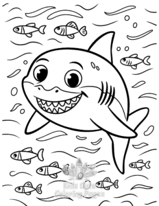 Shark coloring page for girls, free to print