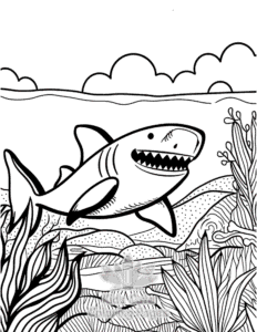 Shark coloring page for boys, printable at home