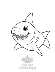 Shark coloring page for girls, free to print