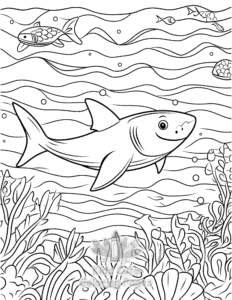 Shark coloring page for girls, free to print
