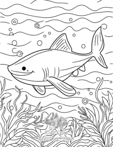 Shark coloring page for boys, printable at home