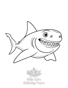 Shark coloring page for girls, free to print