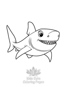 Shark coloring page for boys, printable at home