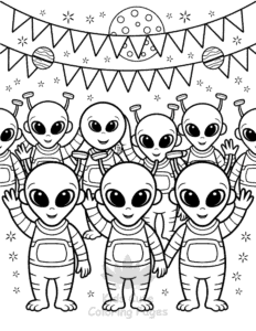 Space coloring page for classroom activities
