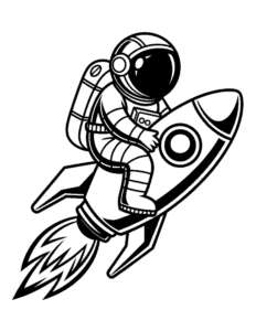 Space coloring page for boys, printable at home