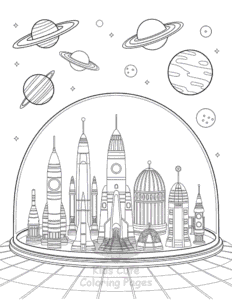 Simple Space coloring page for toddlers