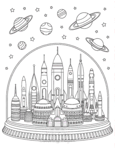 Printable Space coloring sheet for preschoolers
