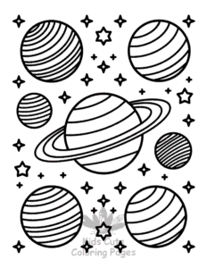 Space coloring page for classroom activities