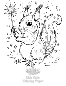 Squirrel coloring page for girls, free to print