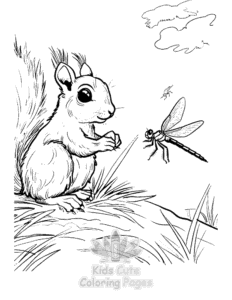 Squirrel coloring page for boys, printable at home