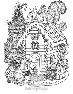 Squirrel coloring page for girls, free to print