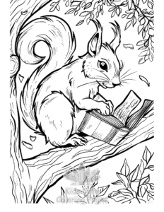 Squirrel coloring page for boys, printable at home