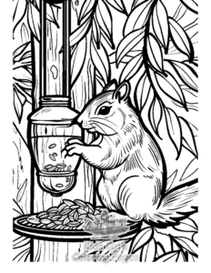 Squirrel coloring page for boys, printable at home