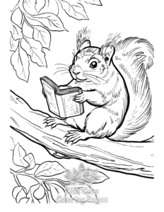 Squirrel coloring page for classroom activities