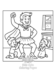 Super DAD coloring page for girls, free to print