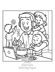 Simple Super DAD coloring page for toddlers
