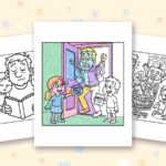 Super Dad coloring pages: a crayon colored sample and free printable sheets