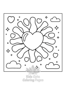 Sweet Hearts coloring page for girls, free to print