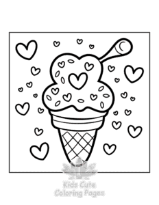 Sweet Hearts coloring page for girls, free to print