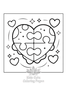 Sweet Hearts coloring page for boys, printable at home