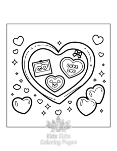 Sweet Hearts coloring page for girls, free to print