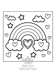 Sweet Hearts coloring page for girls, free to print