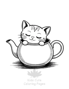 Tiny Cats coloring page for girls, free to print