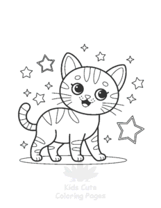 Printable Tiny Cats coloring sheet for preschoolers