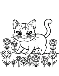 Easy Tiny Cats coloring sheet for young children