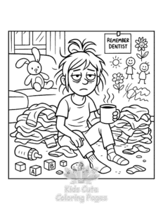 Free printable Tired Mom coloring page for kids