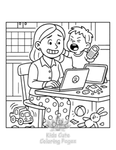 Free Tired Mom coloring pages to print at home