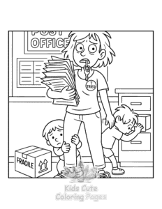 Simple Tired Mom coloring page for toddlers