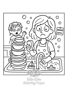 Tired Mom coloring page for classroom activities