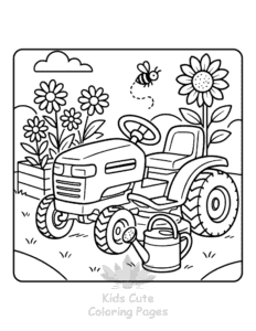 Easy Tractor coloring sheet for young children