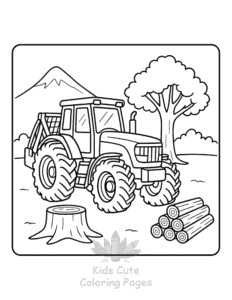 Tractor coloring page for girls, free to print