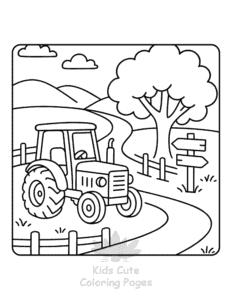 Tractor coloring page for boys, printable at home