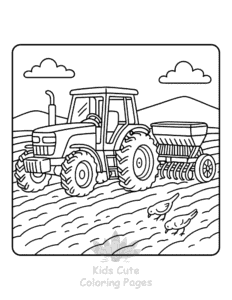 Tractor coloring page for girls, free to print