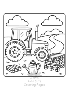 Simple Tractor coloring page for toddlers