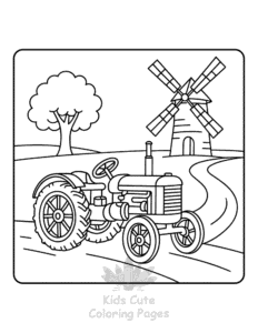 Tractor coloring page for girls, free to print