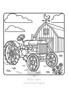 Tractor coloring page for boys, printable at home