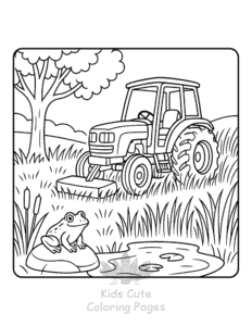 Printable Tractor coloring sheet for preschoolers