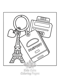 Printable Travel Girly coloring sheet for preschoolers