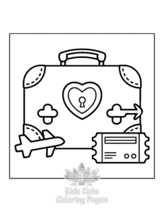 Printable Travel Girly coloring sheet for preschoolers