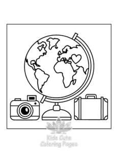 Simple Travel Girly coloring page for toddlers