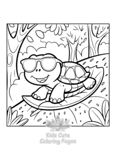 Turtle coloring page for girls, free to print