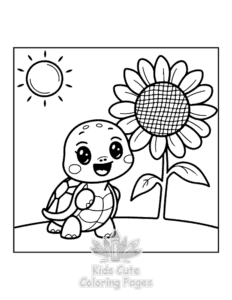 Turtle coloring page for girls, free to print